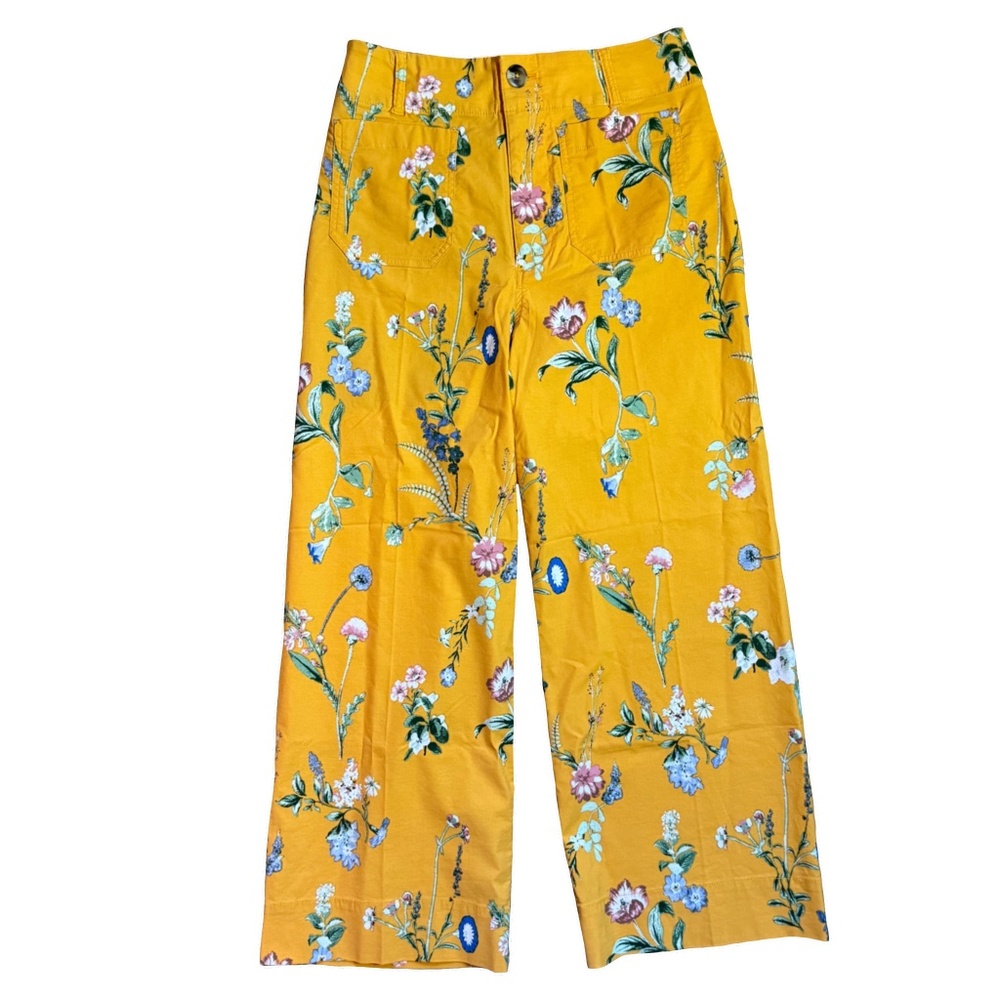 Anthropologie Maeve The Collette Pant Cropped Yellow Floral